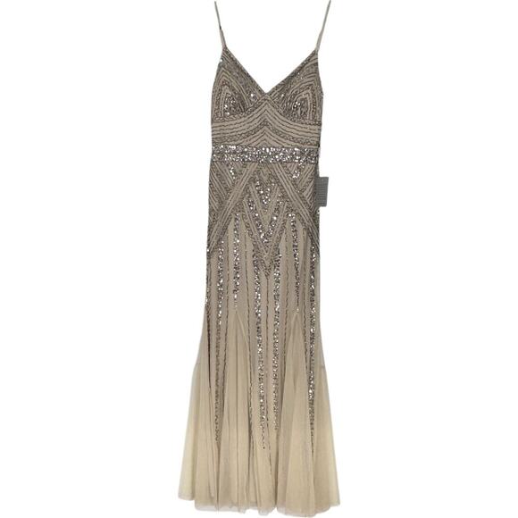 NWT Mariana V-neck Beaded/Sequin Full Length Gown (12) - Picture 3 of 16